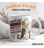 Kapı ve Montaj Ustasına Hediye Esprili Meslek Kupası - Şantiye Serisi Kapıyı Ben Taktım Baskılı Kupa Bardak