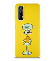 Realme 7 Soft Premier Kapak Squidward Dokunaç Tasarımlı Silikon Kılıf - Sarı (Şeffaf)