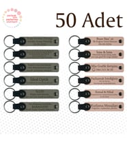 Kül Gri & Pudra, 50’li Set, İsim Yazılabilen Deri Anahtarlık, Kurumsal Workshop Katılımcılarına Anı