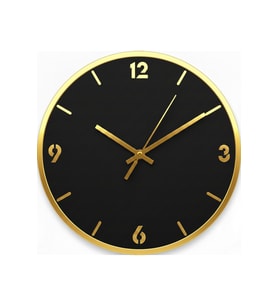 AS TASARIM LAZER Stil2 Modern Duvar Saati (45 cm) (SİYAH-GOLD)