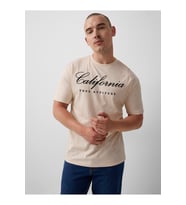 Erkek Bisiklet Yaka El Yazılı Brooklyn Baskılı Tshirt SPR25TS32 (Bej)