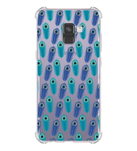 PrintiFy Samsung Galaxy A8 2018 Uyumlu Nazar Boncuğu 4 Baskılı Şeffaf Köşe Korumalı Antişok Kılıf