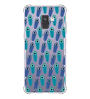 PrintiFy Samsung Galaxy A8 2018 Uyumlu Nazar Boncuğu 4 Baskılı Şeffaf Köşe Korumalı Antişok Kılıf