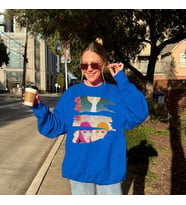 Büyük Beden Oversize Sax-Mavi Bisiklet Yaka 3 İp Kalın Sweatshirt – İç Şardonlu, Anime Girls Baskılı (Saks Mavisi)