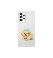 Samsung Galaxy A73 ile Uyumlu Splash Köpek Tasarımlı Şeffaf Silikon Kılıf