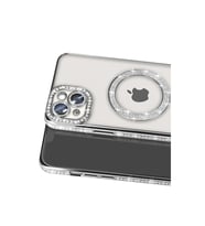 İphone 14 Kılıf Joke Simli Magneticsafe Kılıf - Gümüş