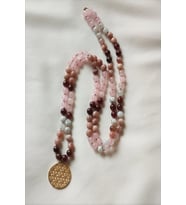 108 Lİ MALA DOĞALTAŞ KOLYE (PEMBE KUVARS, AY TAŞI, GÜNEŞ TAŞI, LAL )