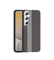 Galaxy S24 FE Kılıf M-safe Şarj Özellikli Karbon Fiber Görünümlü Gros Kılıf Gri-Siyah