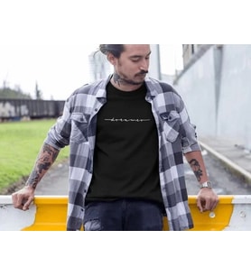 pilelistore- Erkek Bisiklet Yaka Baskılı Oversize T-Shirt - Siyah