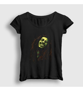 Presmono Kadın Siyah Bob Marley T-Shirt 264672tt