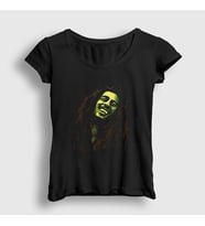Presmono Kadın Siyah Bob Marley T-Shirt 264672tt