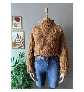 El yapımı örgü Puffy polar chunky kazak
