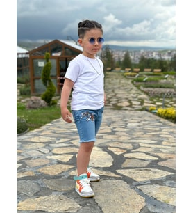 Erkek çocuk şortlu takım (Beyaz)