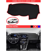 Ford Focus 3 2011-2017 İçin Uygun Torpido Koruma Halısı Siyah Kenar Renk Kırmızı