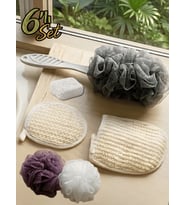 Beylini 6'lı Banyo Duş Bakım Seti Premium Cilt Ponza Taşı Sisal Eldiven ve Yüz Pedi Lif Set Vücut Temizliği (Krem)