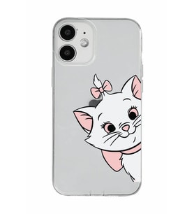 Iphone 12 Uyumlu Marie Kedicik Desenli Şeffaf Telefon Kılıfı