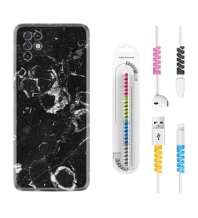 INFINIX Note 11 Pro Note 10 Hot 9 Play Kılıf Kablo Koruma Spiral Silikon Black Hole Marble 1387