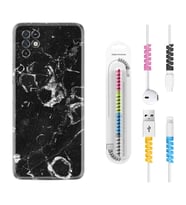INFINIX Note 11 Pro Note 10 Hot 9 Play Kılıf Kablo Koruma Spiral Silikon Black Hole Marble 1387