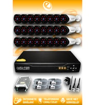 ELITCAM 24 Kameralı Uzay 24 Dış Kamera Set HDD'siz Full HD Gece Görüşlü Güvenlik Kamerası Sistemi