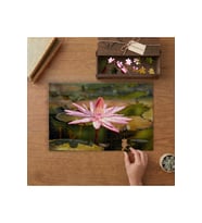 Pembe Nilüfer Çiçeğ Tasarımı 240 parça Ahşap Puzzle Ahşap Kutuda MP04938