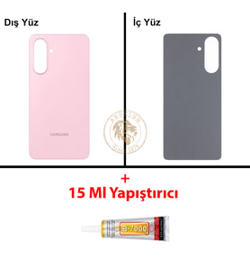 Samsung A56 Pembe Arka Pil Kapağı Batarya Kapağı Lazer Kesim + B-7000 Yapıştırıcı