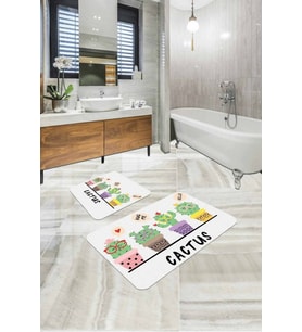Yeşil bitki desenli Banyo Halısı Klozet Takımı Paspas Seti BS246