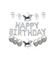 Happy Birthday Gümüş Folyo Balon Set