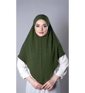 Haki Pratik Hazır Geçmeli Tesettür Eşarp Aerobin Kumaş Düz Hijab 2309_09