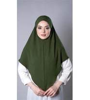 Haki Pratik Hazır Geçmeli Tesettür Eşarp Aerobin Kumaş Düz Hijab 2309_09