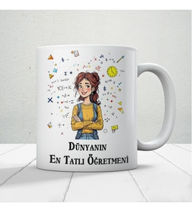 Dünyanın En Tatlı Öğretmenine Özel Öğretmenler Günü Hediyelik Baskılı Kupa