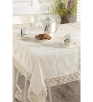 Naturel Buldan Keteni Ara Dantelli Masa Örtüsü (Natural)