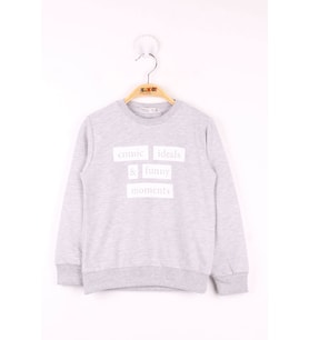 Toontoy Erkek Çocuk Baskılı Sweatshirt ( Gri-Melanj)