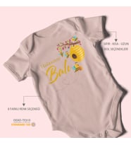 Halasının Balı Baskılı Bebek Zıbını – Çıtçıtlı Body 8 Renk  %100 Pamuk Kısa Kol (Pastel Pembe)