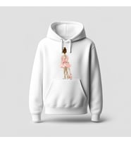 Pembe Balerin Baskılı Hoodie Sweatshirt