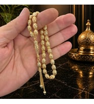 14 Ayar Altın Kaplama Tesbih - Osmanlı Motif Tesbih - Arpa Kesim Tesbih - Füzyon Tesbih - Tesbih