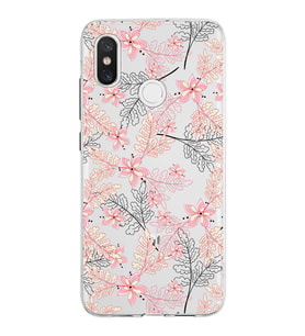 Xiaomi Mi 8 Uyumlu Kapak Floral Kırmızı Tasarımlı Şeffaf Silikon Kılıf