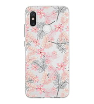 Xiaomi Mi 8 Uyumlu Kapak Floral Kırmızı Tasarımlı Şeffaf Silikon Kılıf