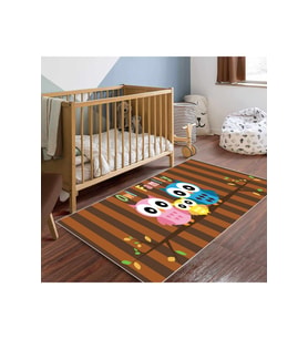 Rovigo Home Dijital Baskı Yıkanabilir Kaymaz Taban Çocuk Halısı RVG4075 (Kahverengi)