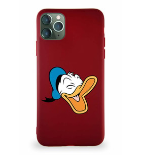 Apple iPhone 11 Pro Max Soft Premier Kapak Donald Duck-E Tasarımlı Silikon Kılıf - Mürdüm (Şeffaf)