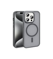Apple iPhone 15 Pro Uyumlu Kılıf M-safe Şarj Özellikli Mat Arka Yüzey Zore Sio Kapak (Gri)
