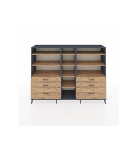 Hyperion Dolap 10 Raflı 6 Çekmeceli  220x44x163 Antrasit-Çam