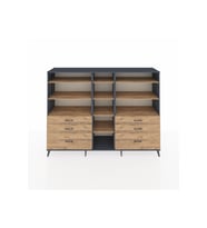Hyperion Dolap 10 Raflı 6 Çekmeceli  220x44x163 Antrasit-Çam