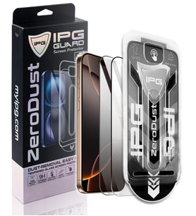 IPG Zero Dust, iPhone 16 Pro Max için Toz Önleyici Aplikatörlü Temperli Cam Koruma (2 Adet) (Şeffaf)