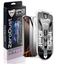 IPG Zero Dust, iPhone 16 Pro Max için Toz Önleyici Aplikatörlü Temperli Cam Koruma (2 Adet) (Şeffaf)