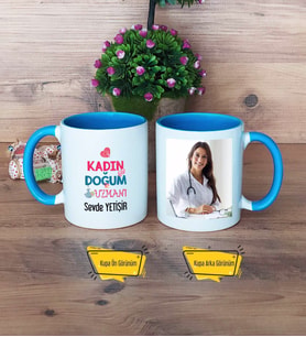 Kadın Doğum Uzmanı Kupa Bardak Mavi Fotoğraflı Tıp Bayramı Hediyesi