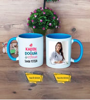 Kadın Doğum Uzmanı Kupa Bardak Mavi Fotoğraflı Tıp Bayramı Hediyesi