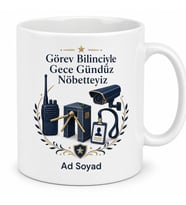Güvenlik Görevlisine Hediye Gece Nöbeti Görev Aşkı Kupa Bardak Telsiz Kamera Odası