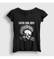 Presmono Kadın Siyah Skull Müzik Punks Not Dead T-Shirt 513849tt