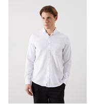 LCWAIKIKI Classic Beyaz Regular Fit Uzun Kollu Armürlü Erkek Gömlek
