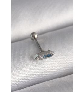 316L Çelik Gümüş Renk Mavi Zirkon Taşlı Tragus Piercing 5886 - SSSSSS4403-4023